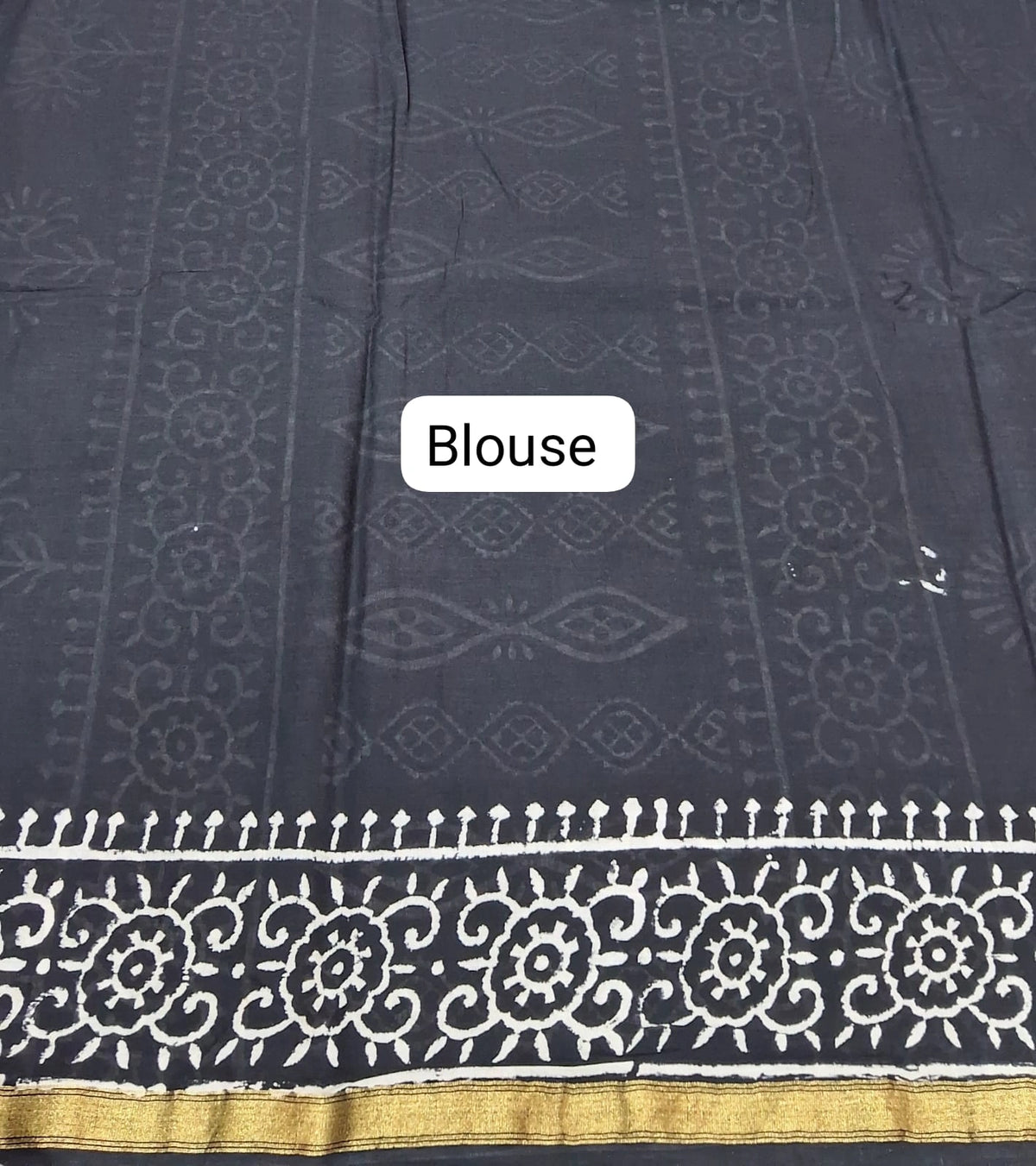 Black mulmul zari cotton saree Blouse