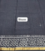 Black mulmul zari cotton saree Blouse