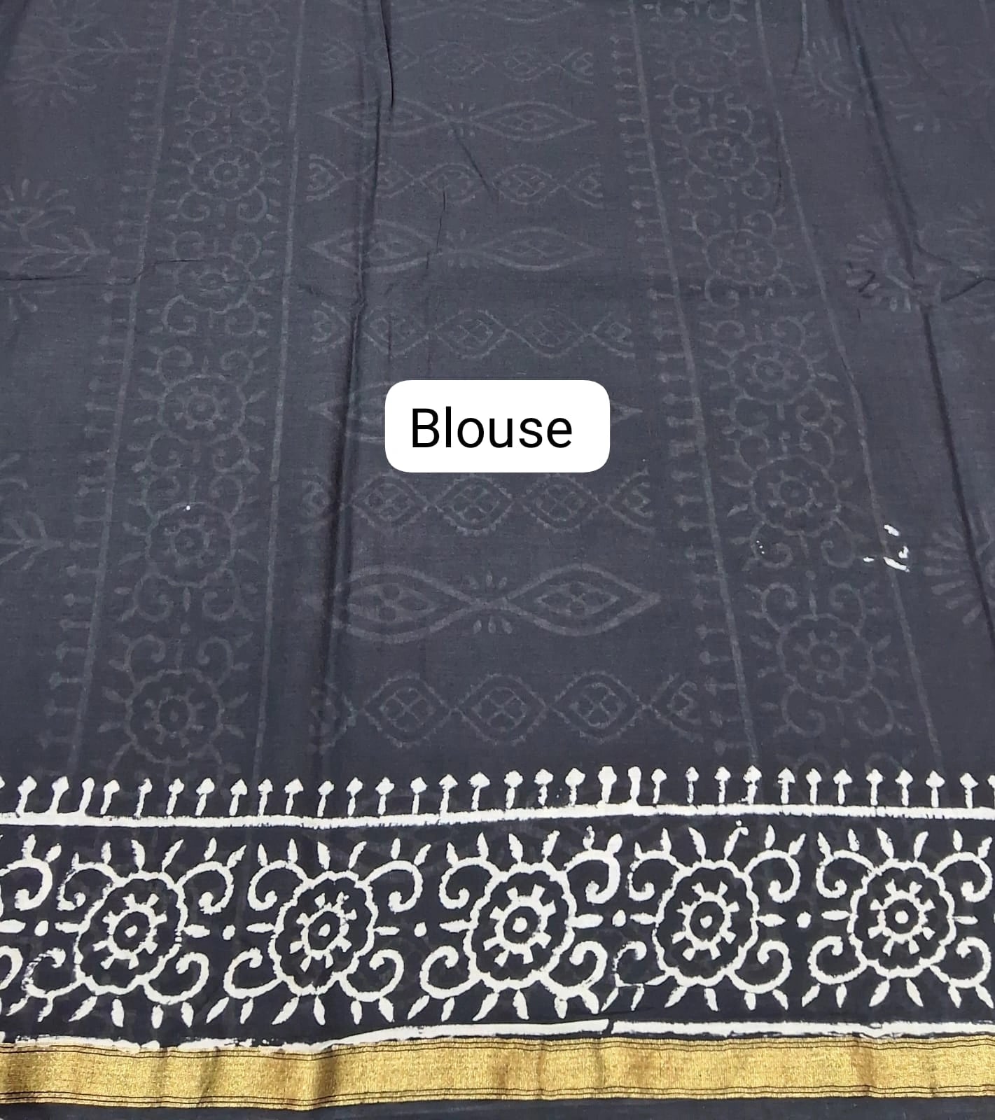 Black mulmul zari cotton saree Blouse