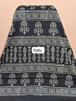 Black mulmul zari cotton saree pallu