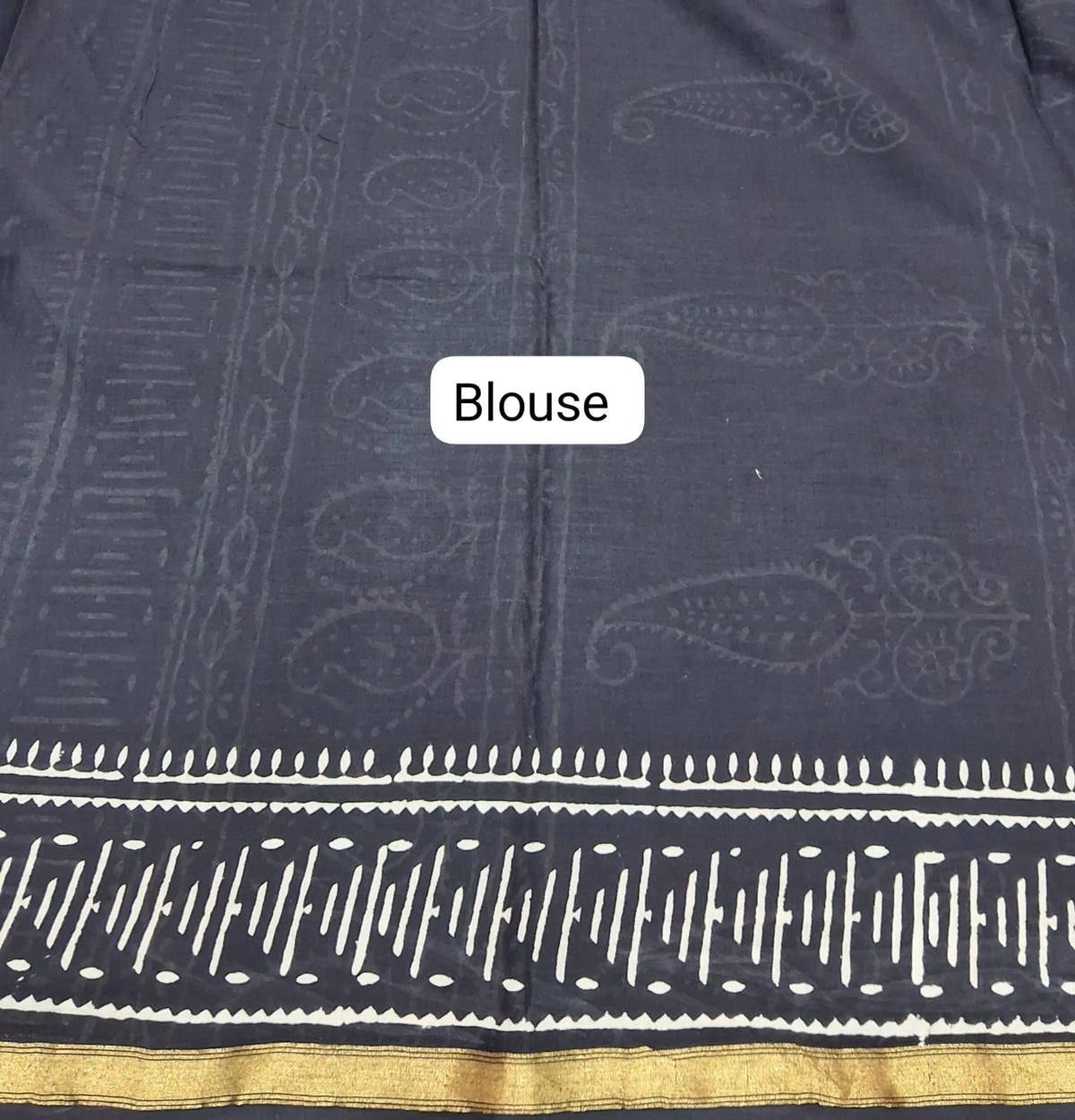 A timeless pure black mulmul zari cotton saree blouse