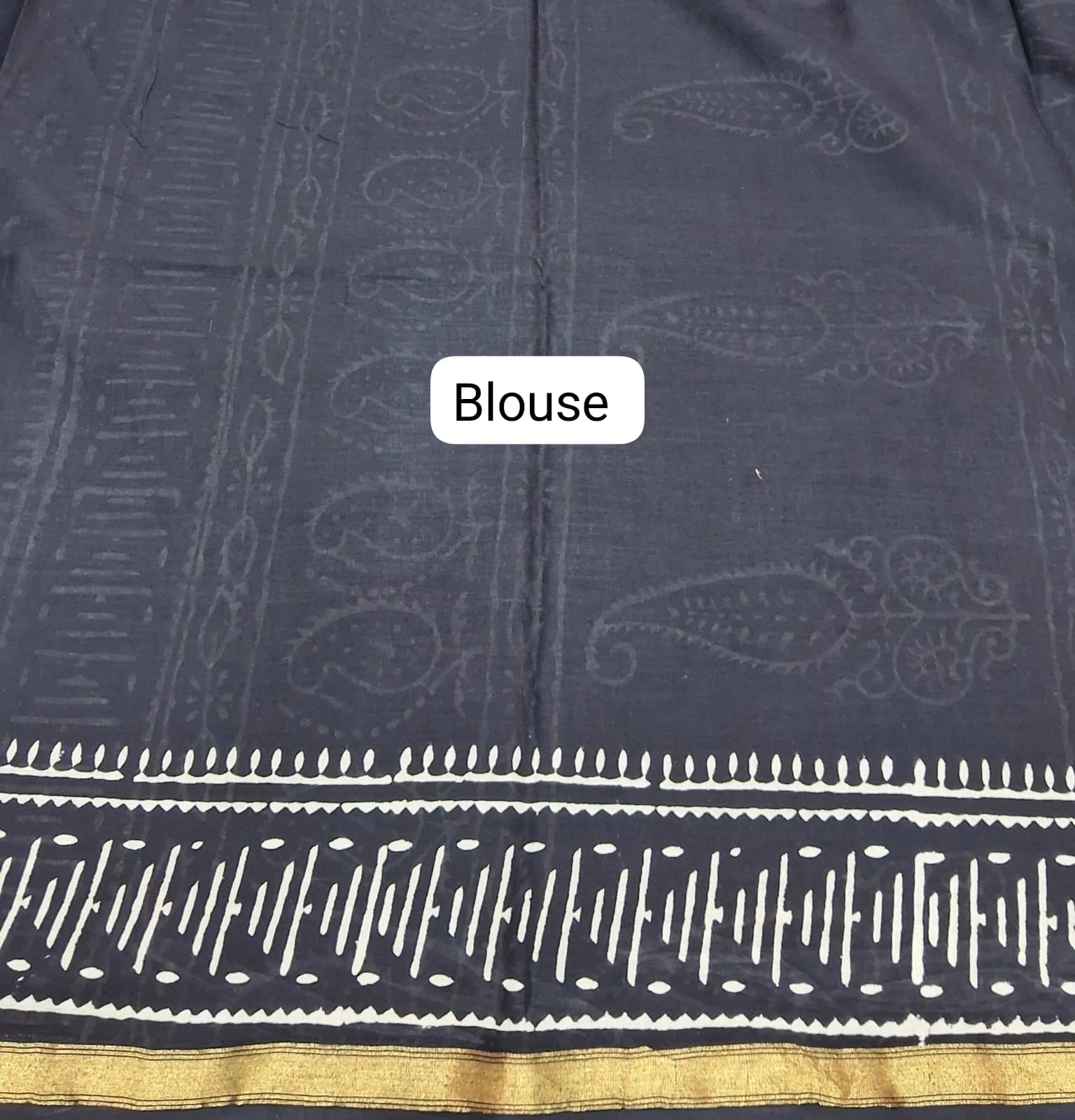 A timeless pure black mulmul zari cotton saree blouse