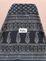 A timeless pure black mulmul zari cotton saree pallu