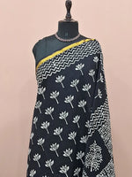 Black mulmul zari cotton saree 1