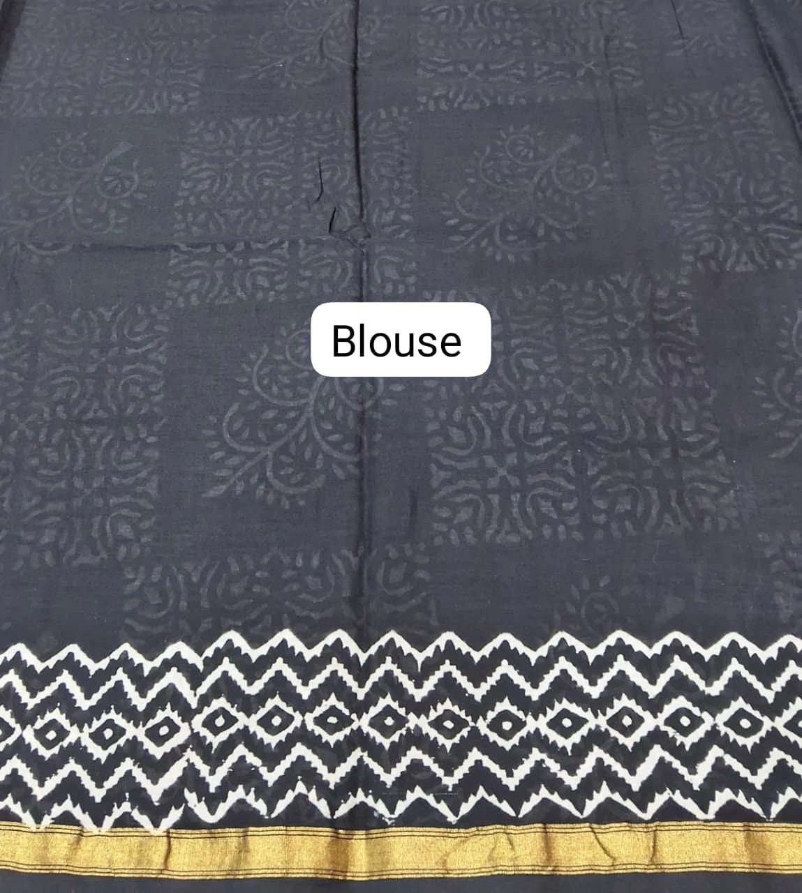 Black mulmul zari cotton saree Blouse