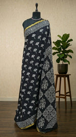 Black mulmul zari cotton saree
