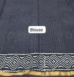 Traditional black mulmul zari cotton saree blouse
