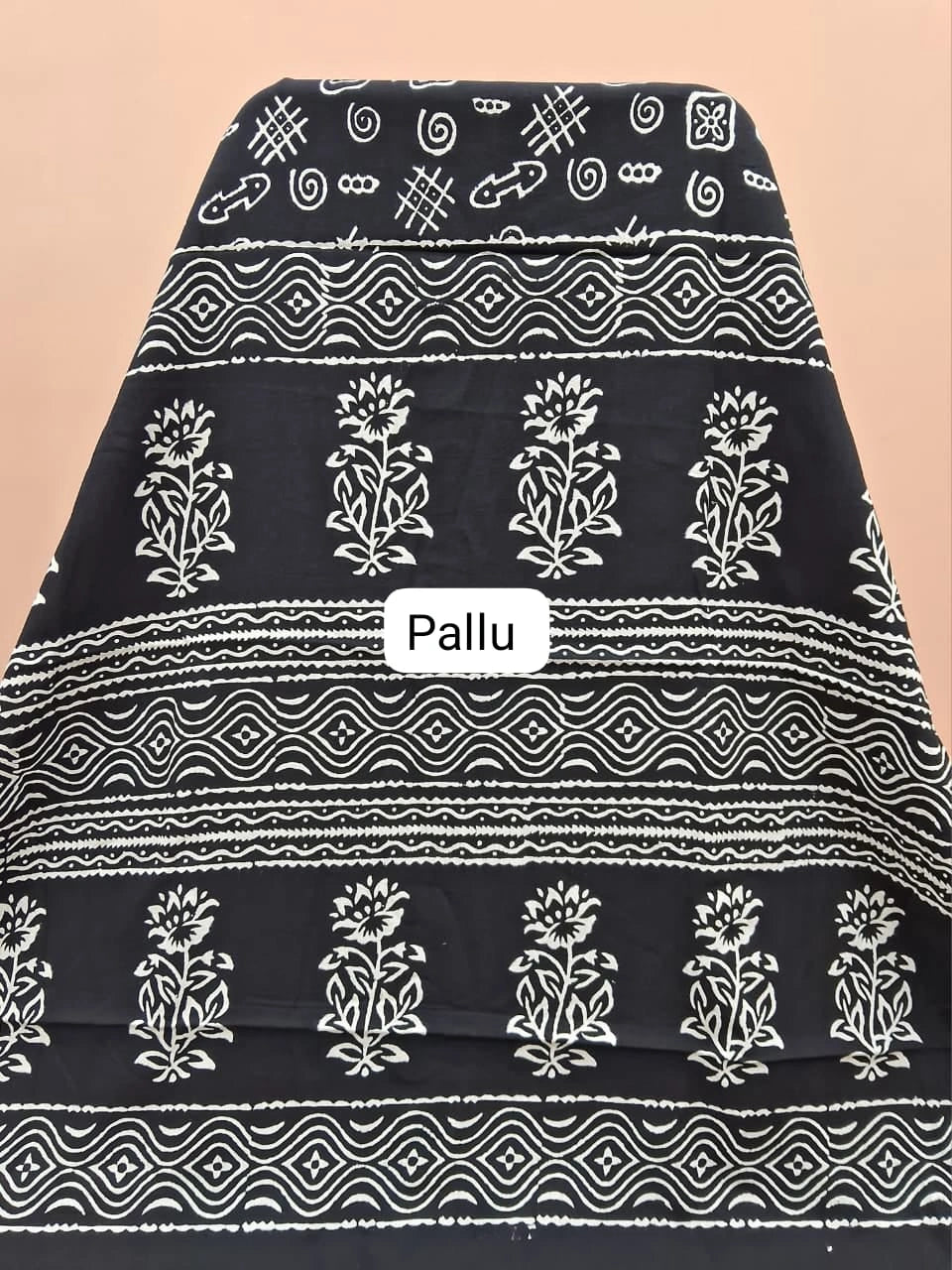 Traditional black mulmul zari cotton saree pallu