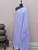 Lavender mulmul zari cotton saree 