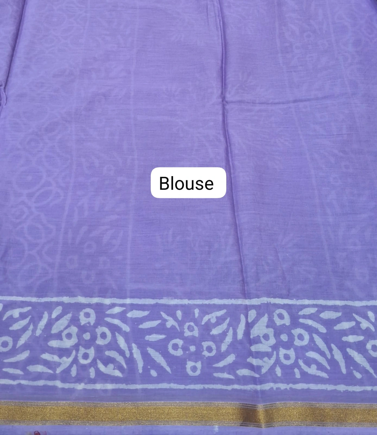 Lavender mulmul zari cotton saree blouse