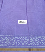 Lavender mulmul zari cotton saree blouse