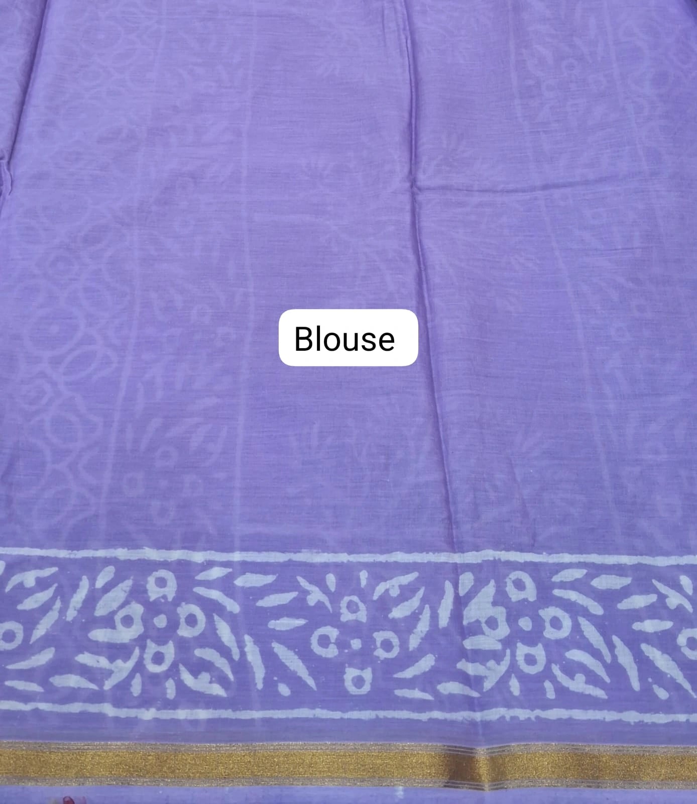 Lavender mulmul zari cotton saree blouse