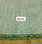 A mint green mulmul zari cotton saree Blouse
