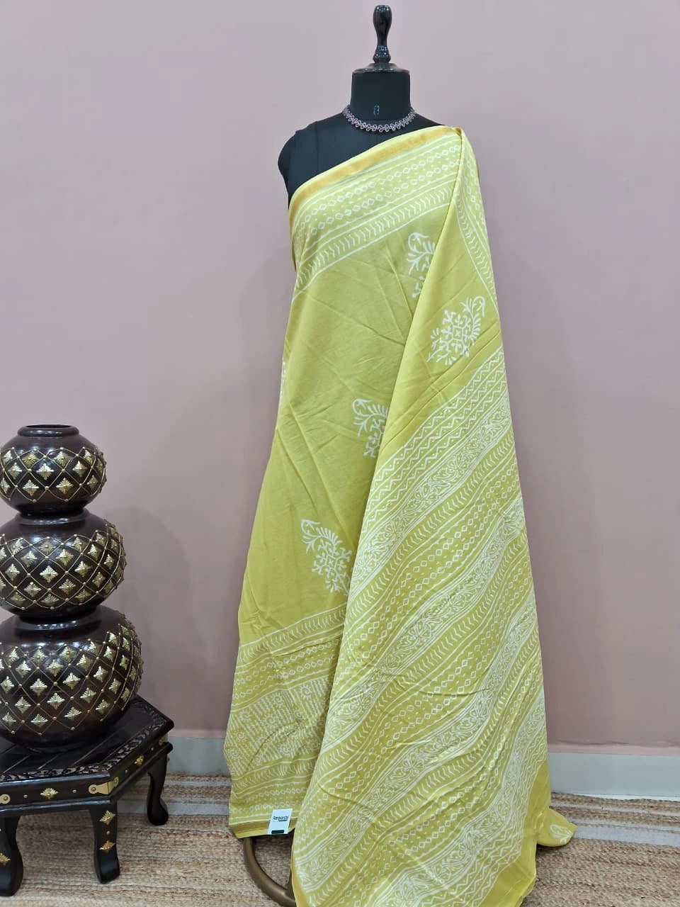 Light yellow mulmul zari cotton saree