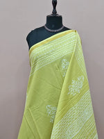 Light yellow mulmul zari cotton saree 1