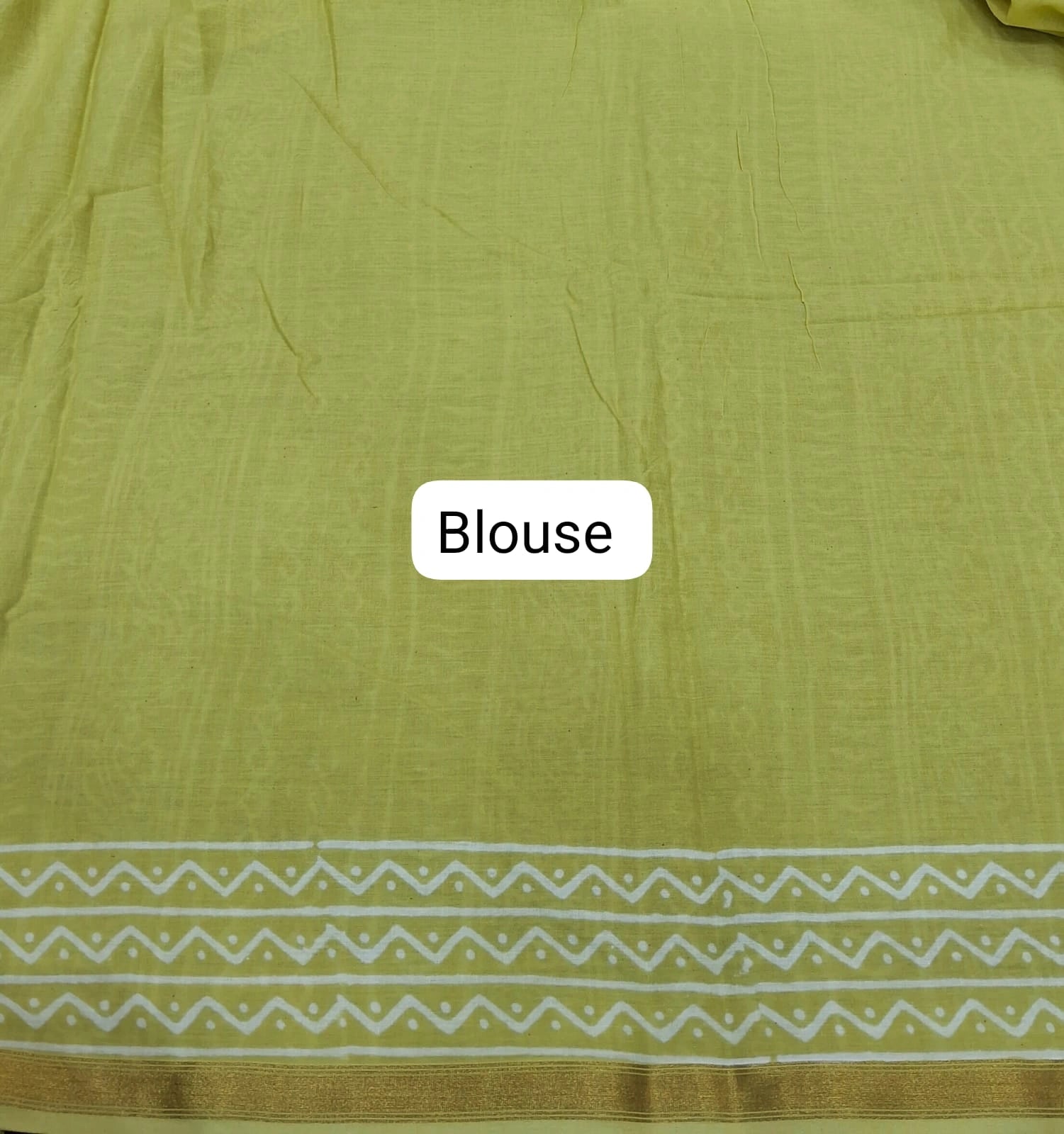 Light yellow mulmul zari cotton saree blouse