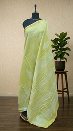 Light yellow mulmul zari cotton saree