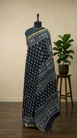 Crafted in black mulmul zari cotton Saree