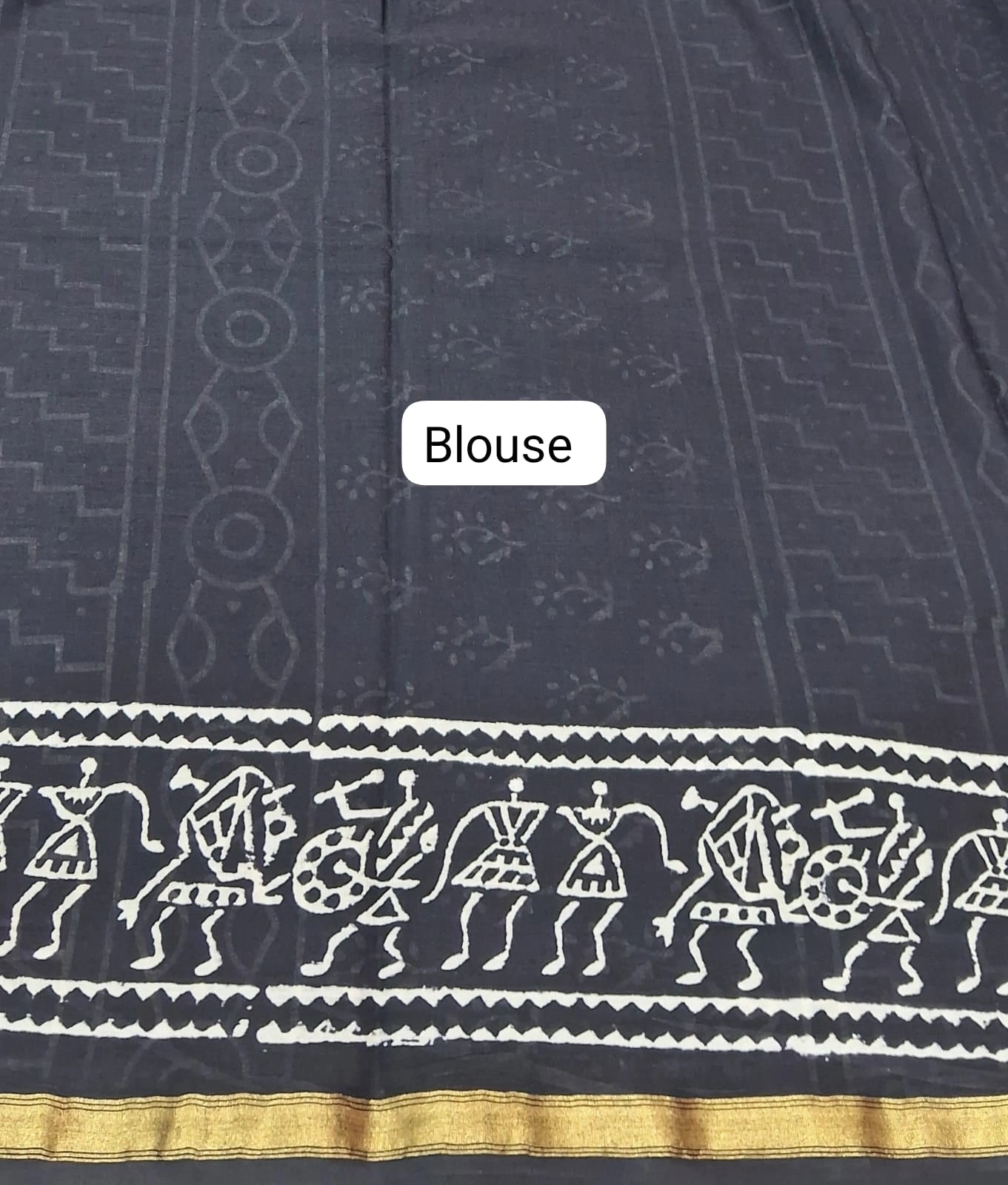 Crafted in black mulmul zari cotton Saree Blouse