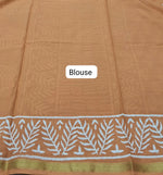 Mustard yellow mulmul zari cotton saree Bouse