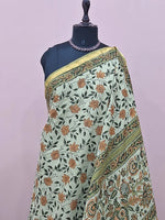 Pista green mulmul zari cotton saree 1