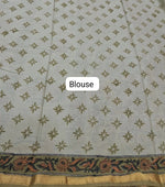 Pista green mulmul zari cotton saree Blouse