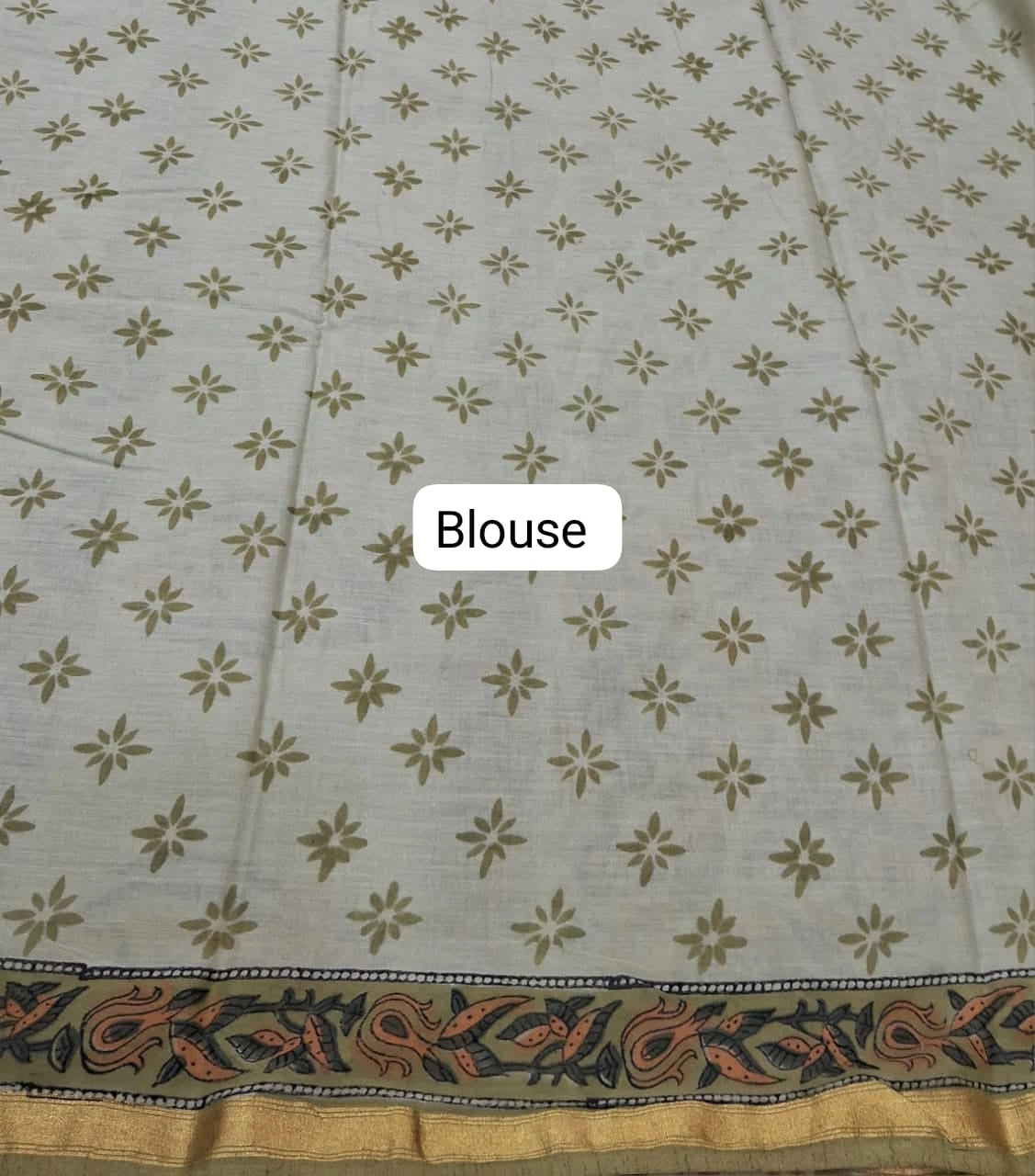 Pista green mulmul zari cotton saree Blouse