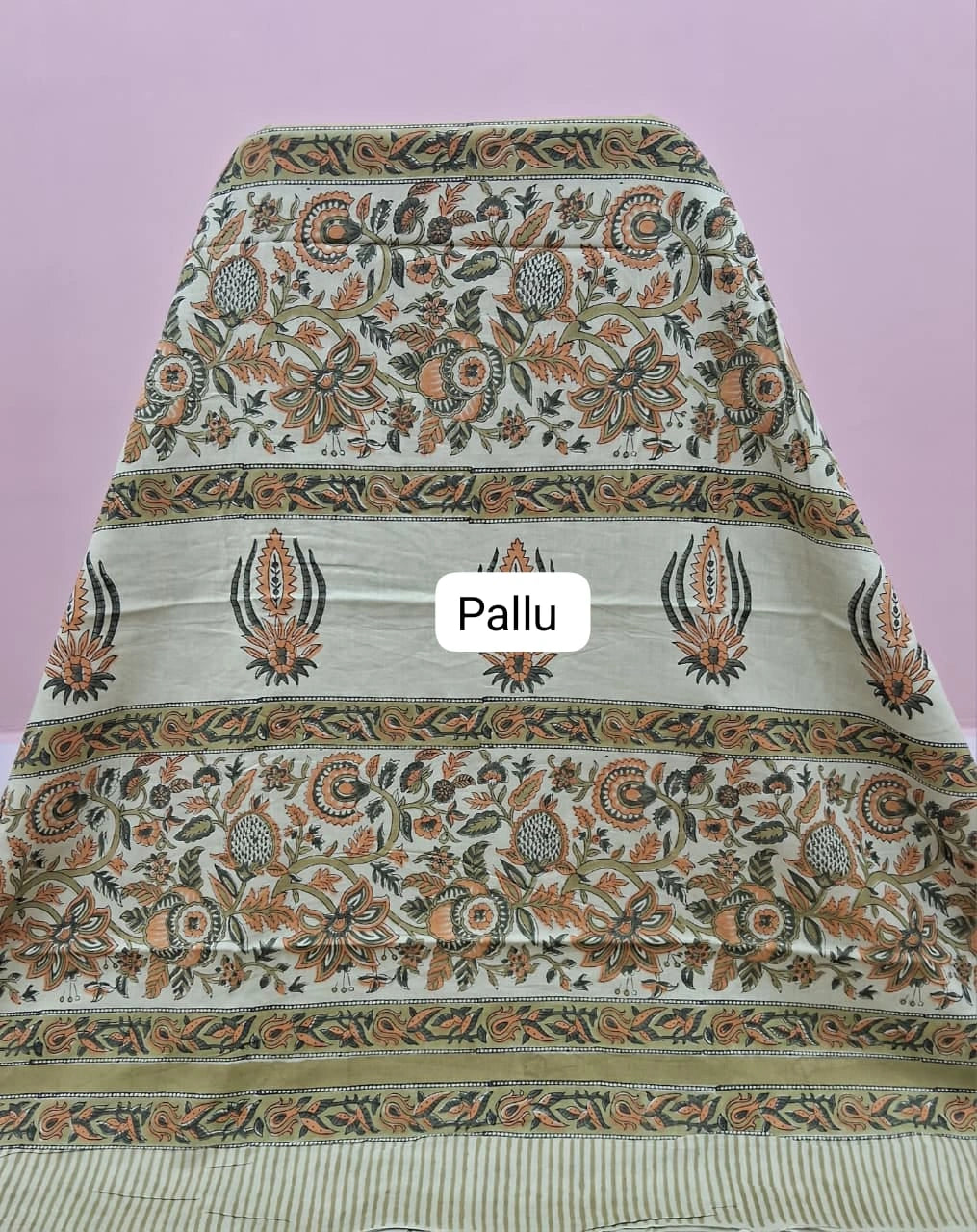 Pista green mulmul zari cotton saree Pallu