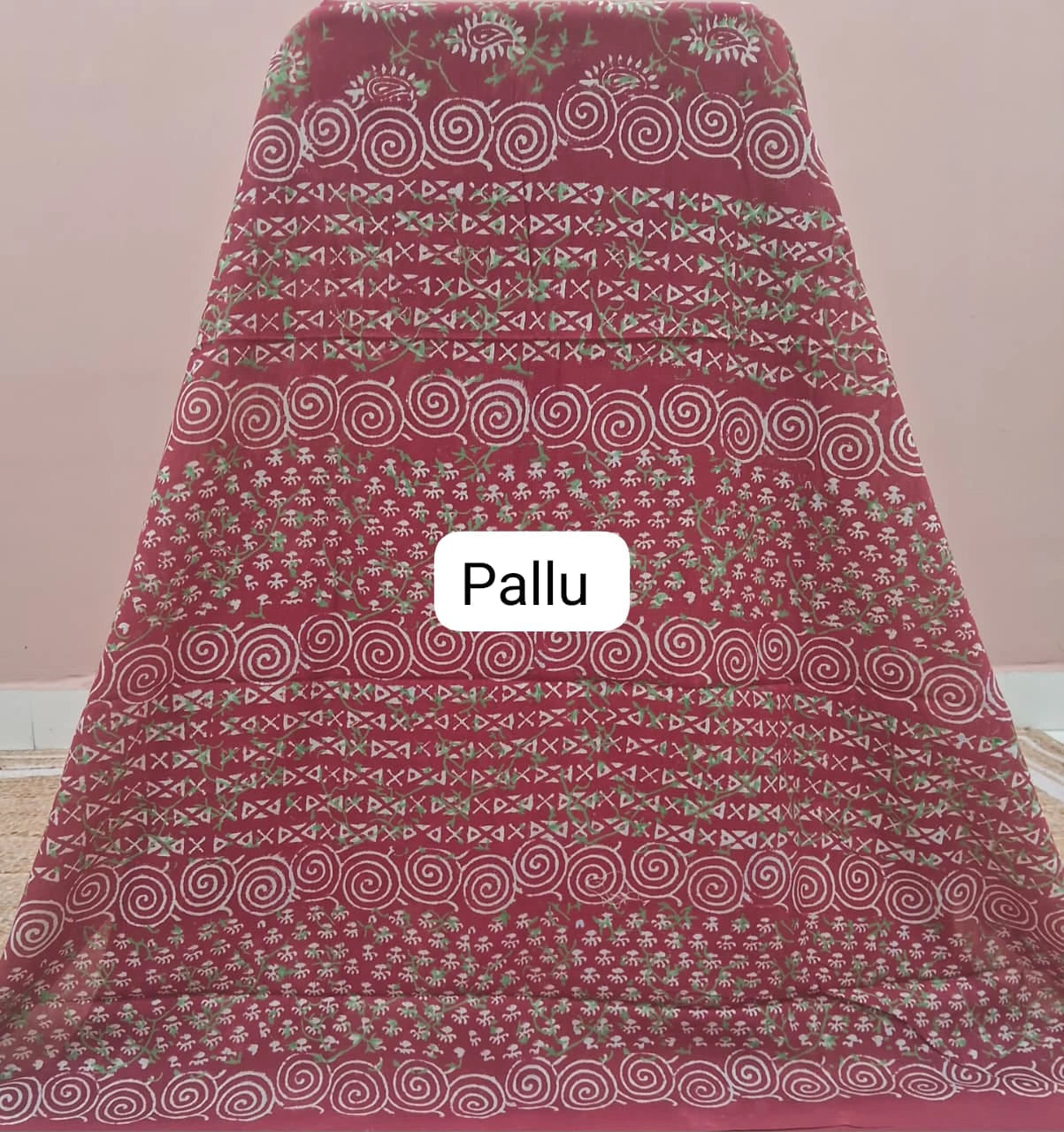 Red Mulmul Zari Cotton Saree Pallu