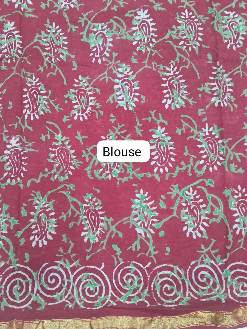Red Mulmul Zari Cotton Saree Blouse