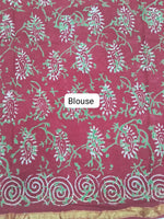 Red Mulmul Zari Cotton Saree Blouse