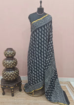 Pure Black Mulmul Zari Cotton Saree