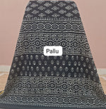 Pure Black Mulmul Zari Cotton Saree Pallu