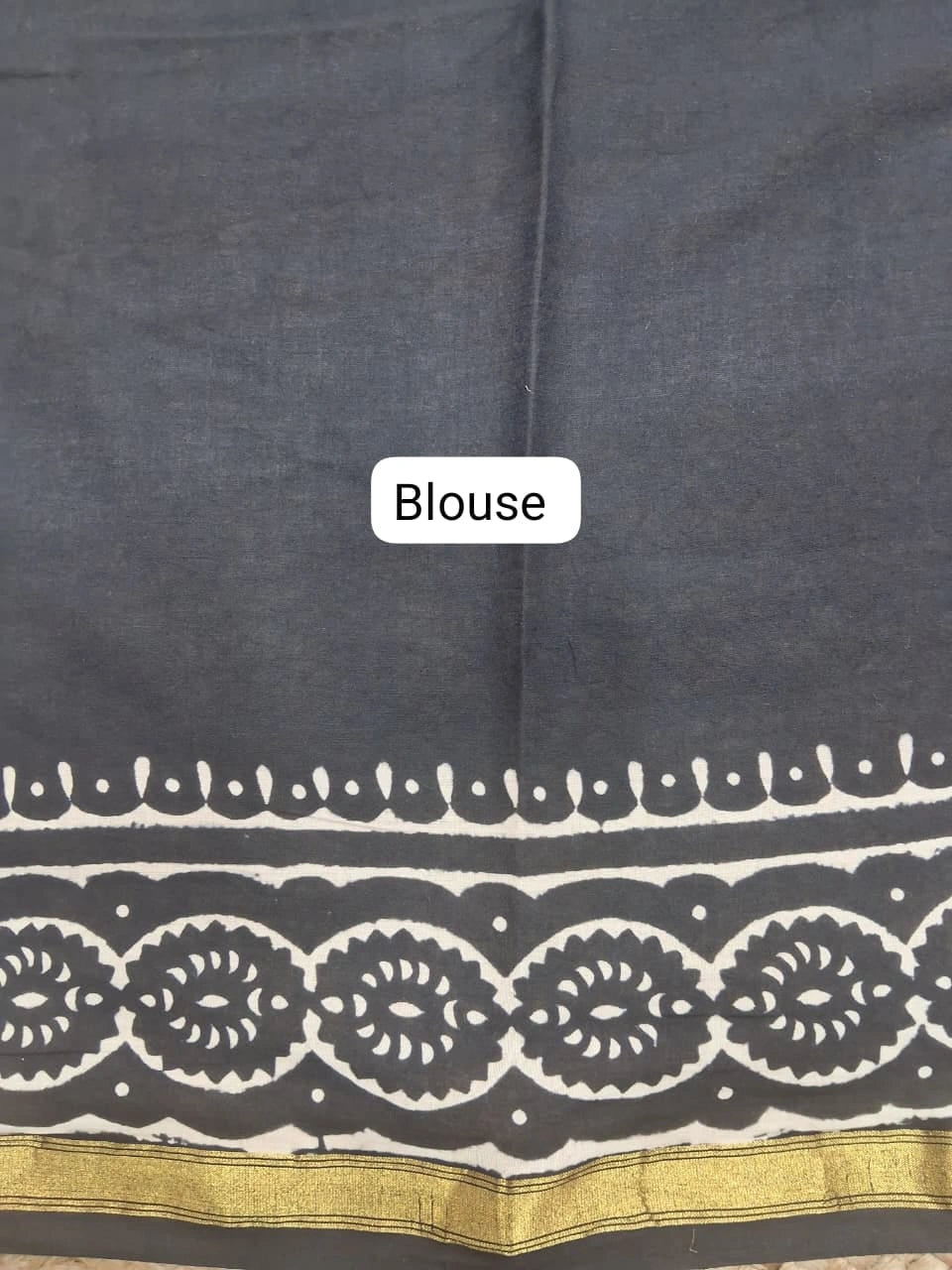 Pure Black Mulmul Zari Cotton Saree Blouse