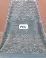 Sky Blue Mulmul Zari Cotton Saree pallu