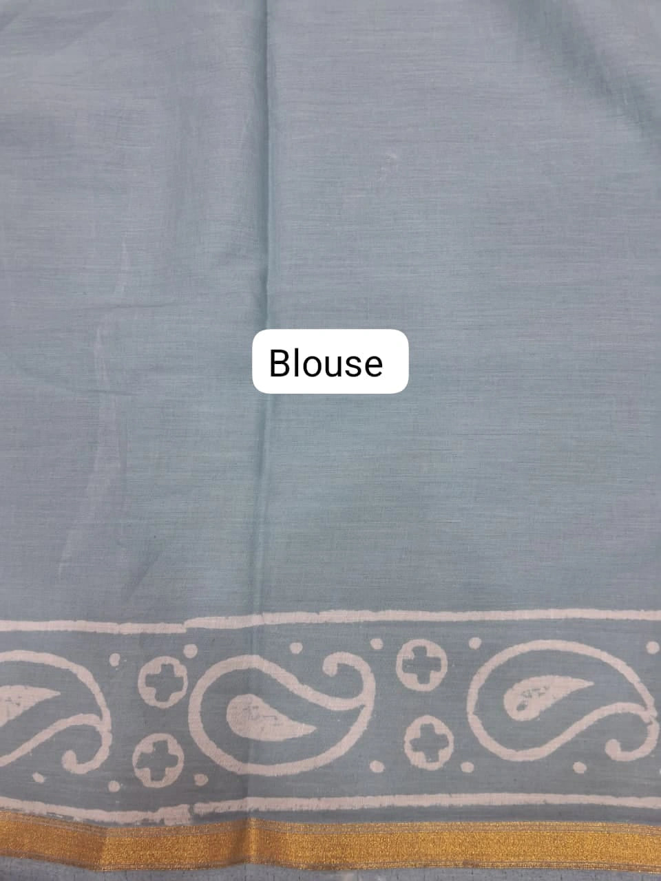 Sky Blue Mulmul Zari Cotton Saree Blouse