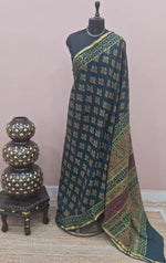 Bottle Green Mulmul Zari Cotton Saree