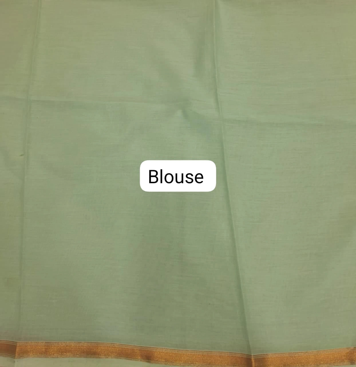 Mint Green Mulmul Zari Cotton Saree Blouse