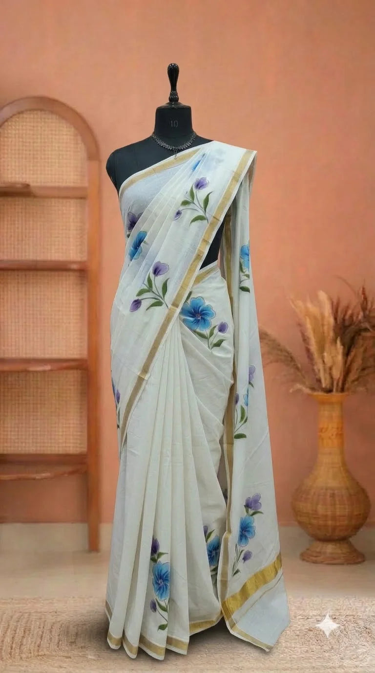White Pure Mulmul Zari Cotton Saree