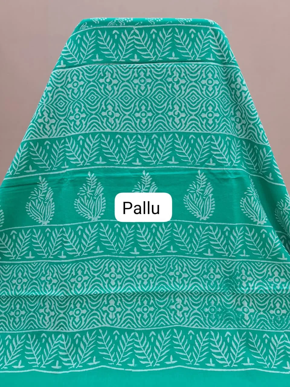 Aqua Green Mulmul Zari Cotton Saree Pallu