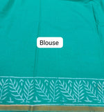 Aqua Green Mulmul Zari Cotton Saree Blouse
