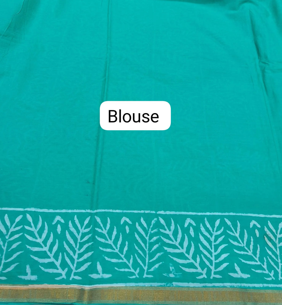 Aqua Green Mulmul Zari Cotton Saree Blouse
