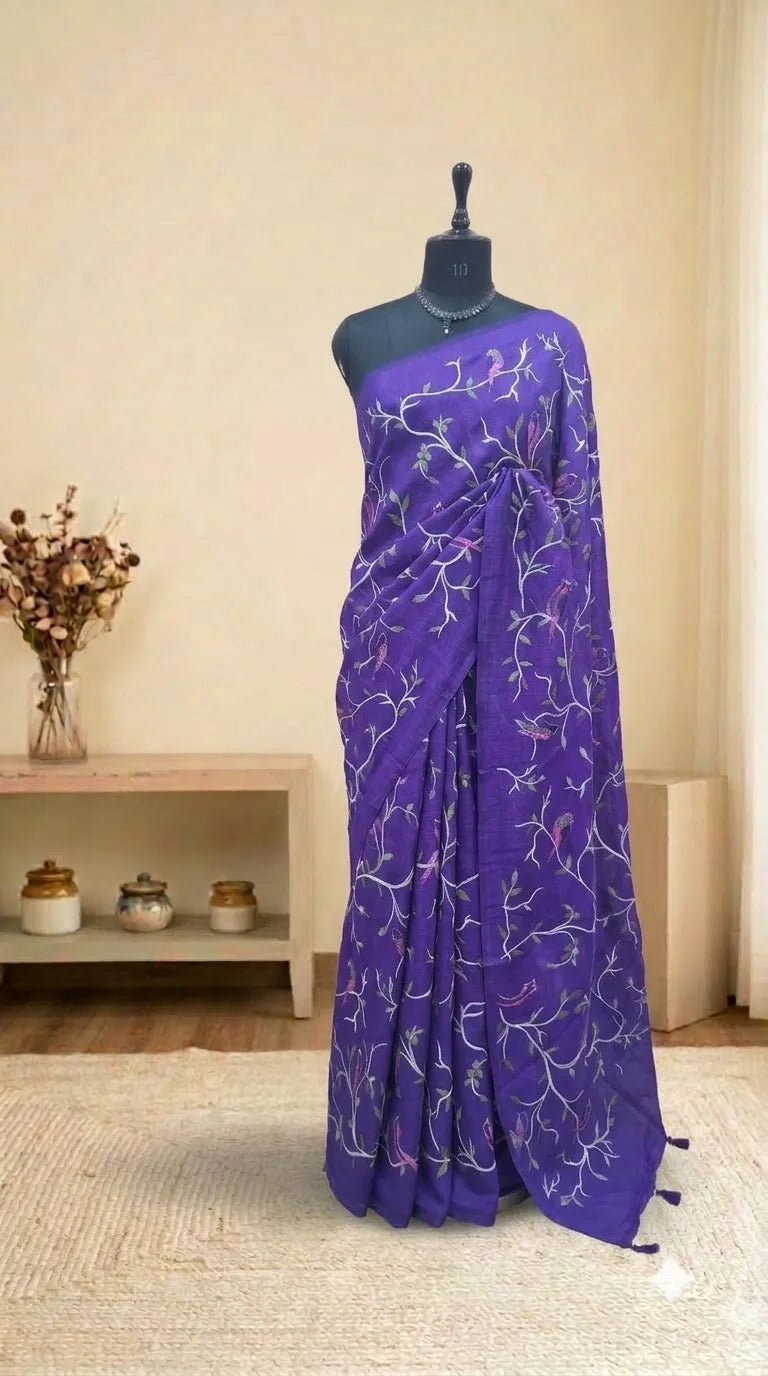 Elegant Purple Cotton Kota Saree 