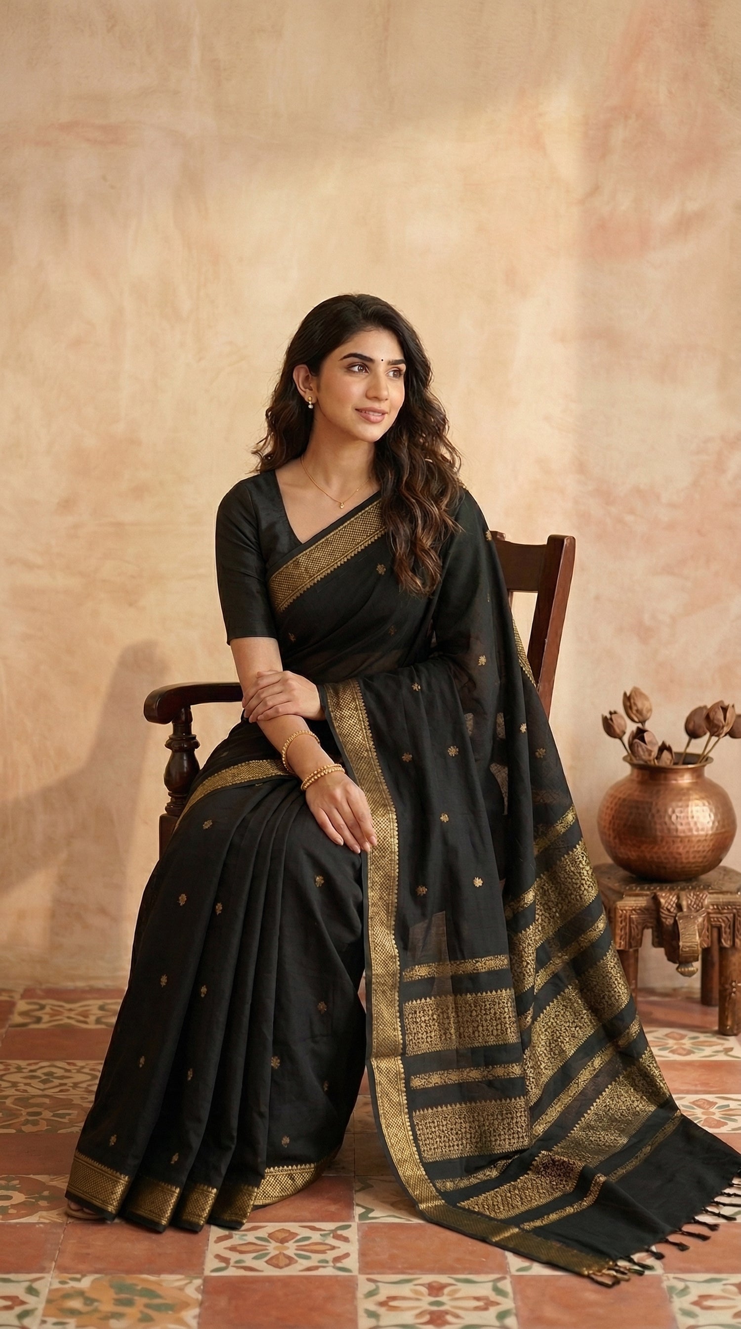 Premium Black Kalyani Cotton Saree