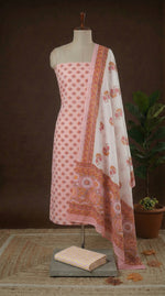 Peach cotton dress material